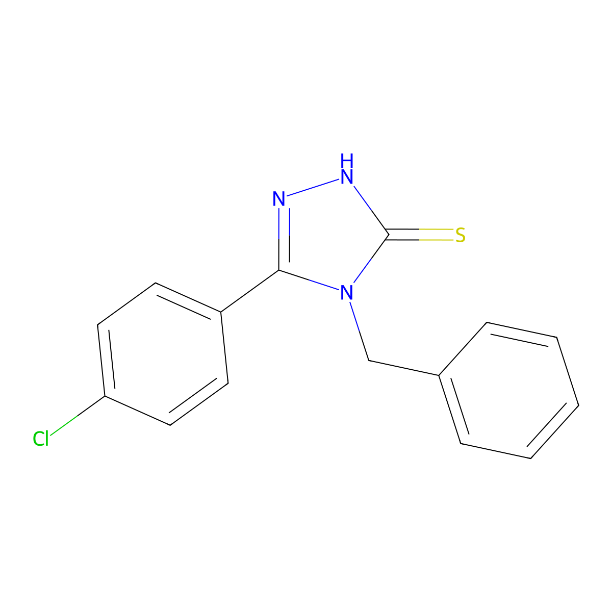 5-(4-Chlorophenyl)-2,4-dihydro-4-(phenylmethyl)-3H-1,2,4-triazole-3-thione molecular structure, CAS 23282-92-0
