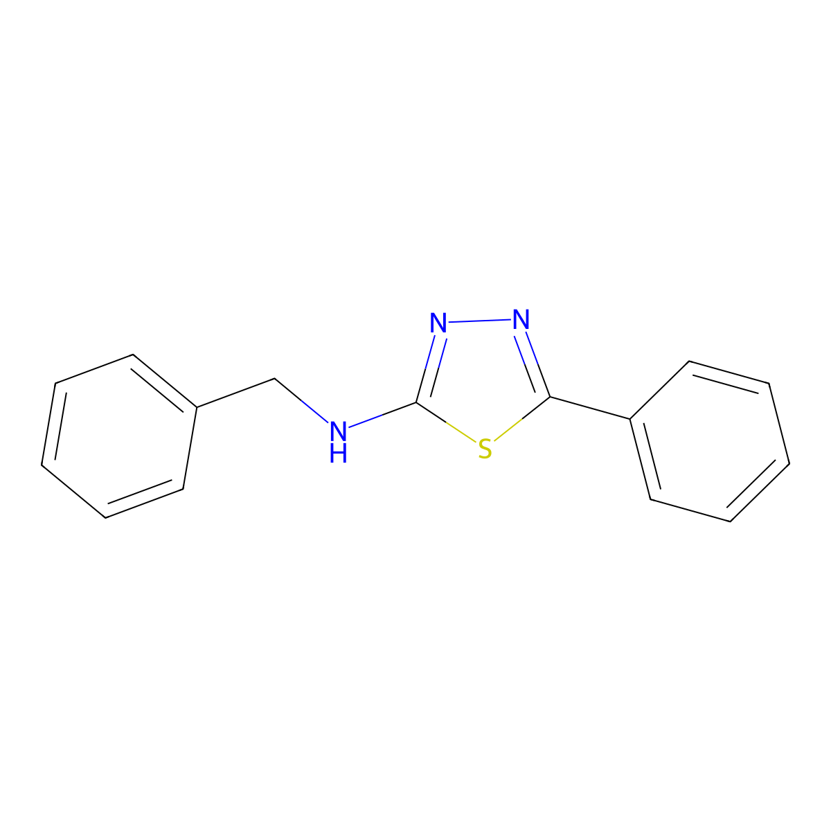N-benzyl-5-phenyl-1,3,4-thiadiazol-2-amine molecular structure, CAS 23282-97-5