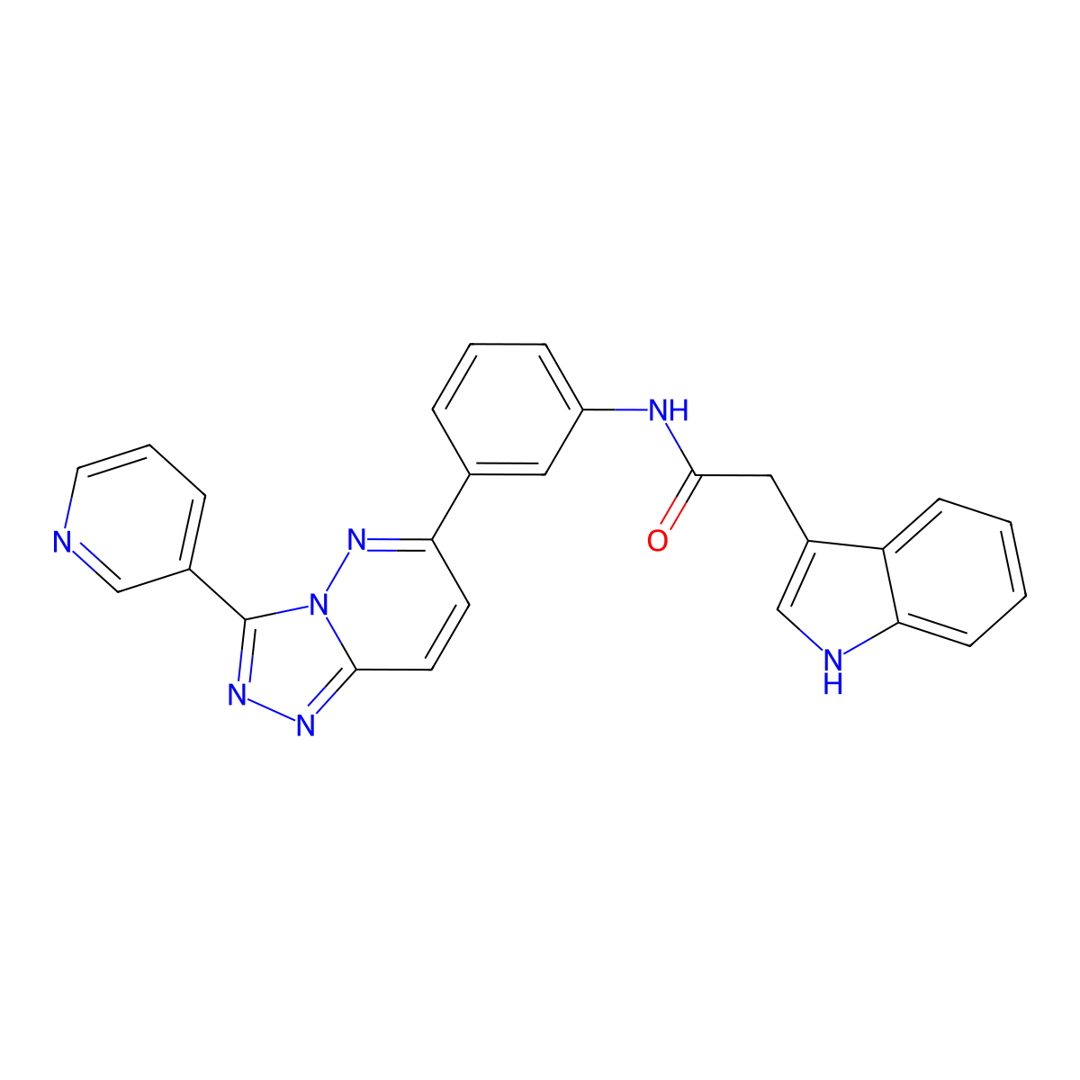 2-(1H-indol-3-yl)-N-{3-[3-(pyridin-3-yl)-[1,2,4]triazolo[4,3-b]pyridazin-6-yl]phenyl}acetamide molecular structure, CAS 2328223-94-3