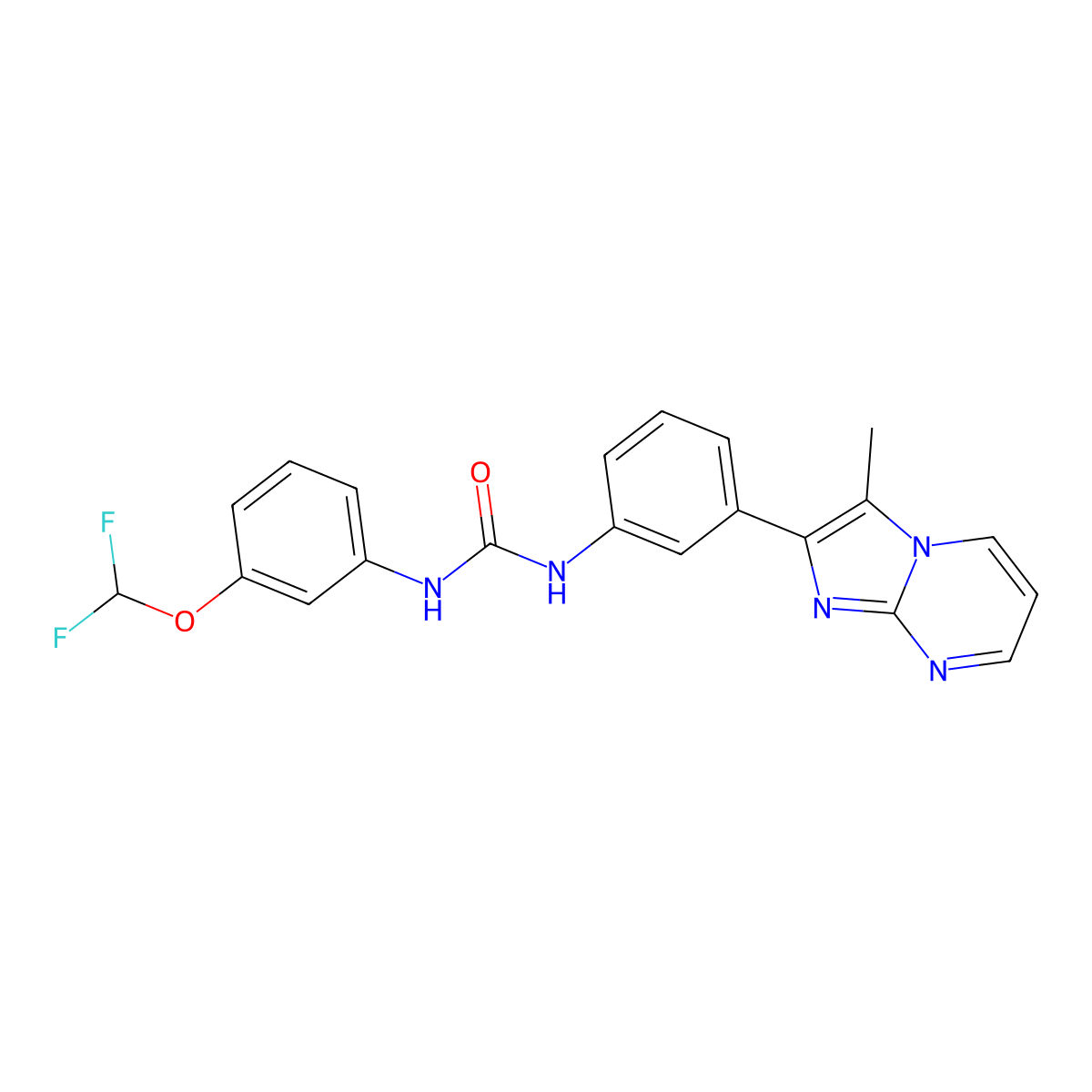 1-(3-(Difluoromethoxy)phenyl)-3-(3-(3-methylimidazo[1,2-a]pyrimidin-2-yl)phenyl)urea molecular structure, CAS 2328417-00-9