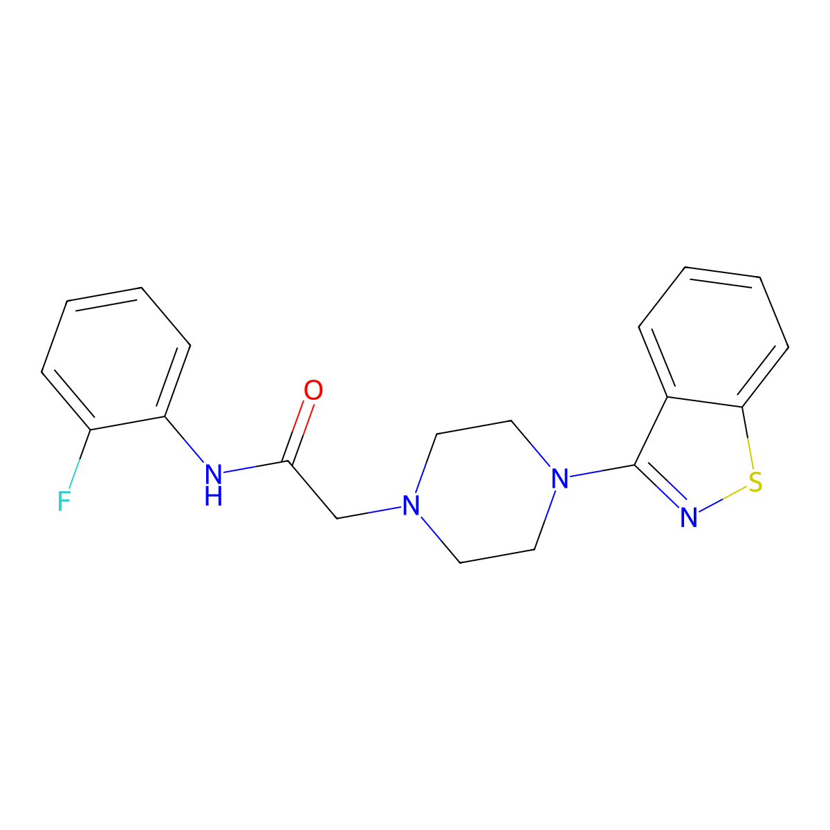 2-[4-(1,2-benzothiazol-3-yl)piperazin-1-yl]-N-(2-fluorophenyl)acetamide molecular structure, CAS 2328469-86-7