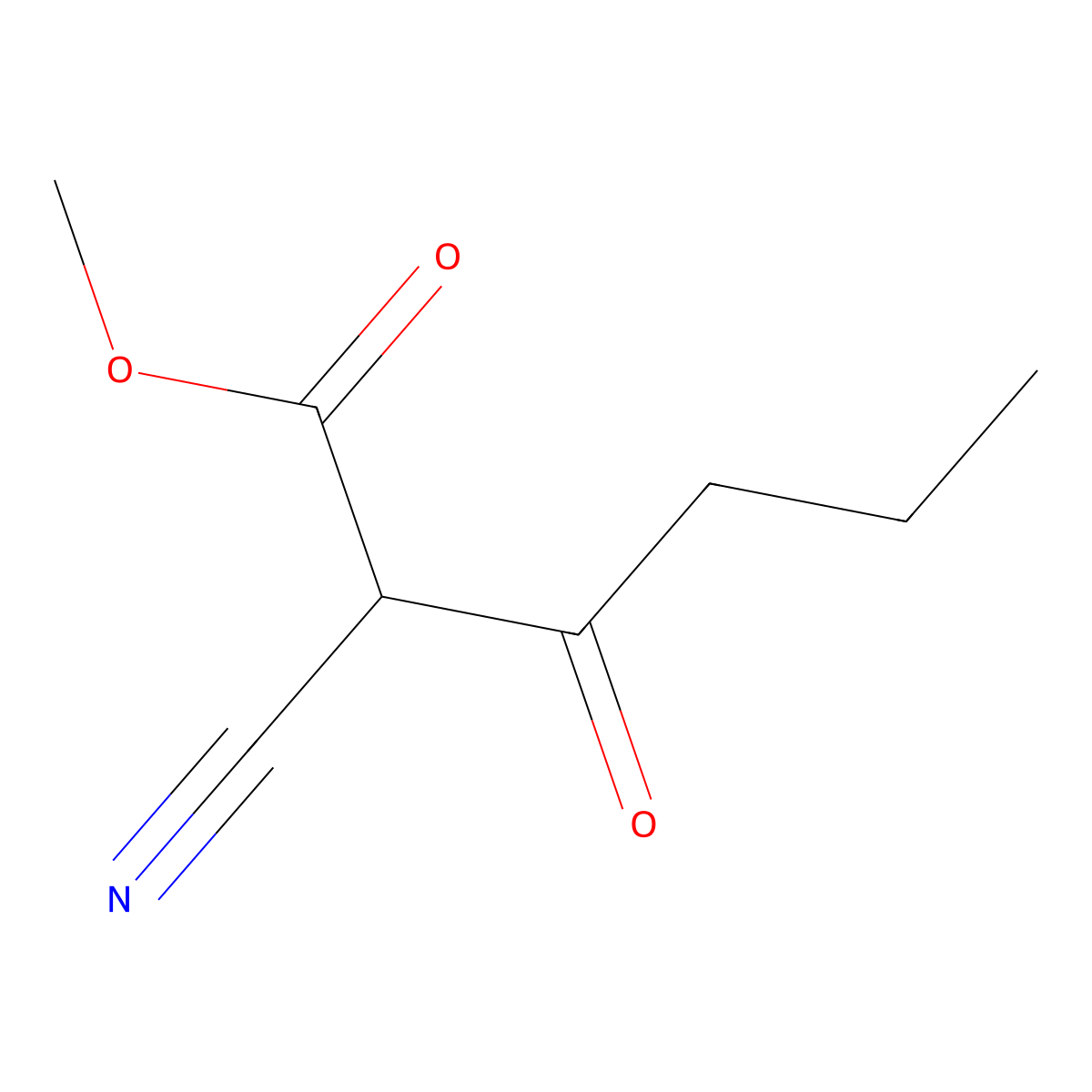 Methyl 2-cyano-3-oxohexanoate molecular structure, CAS 23286-29-5