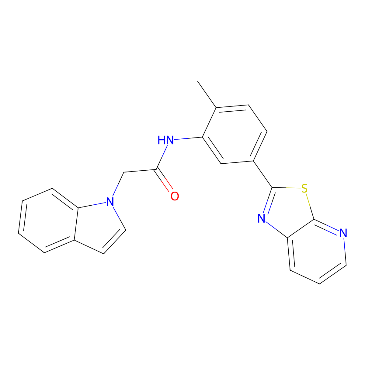 2-(1H-indol-1-yl)-N-(2-methyl-5-{[1,3]thiazolo[5,4-b]pyridin-2-yl}phenyl)acetamide molecular structure, CAS 2328779-81-1