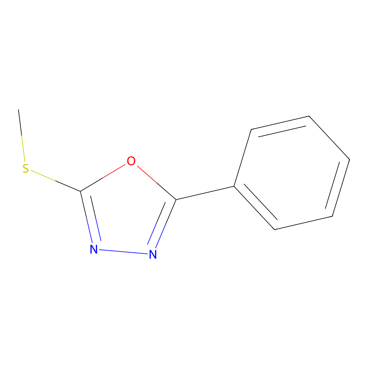 2-(Methylthio)-5-phenyl-1,3,4-oxadiazole molecular structure, CAS 23288-88-2