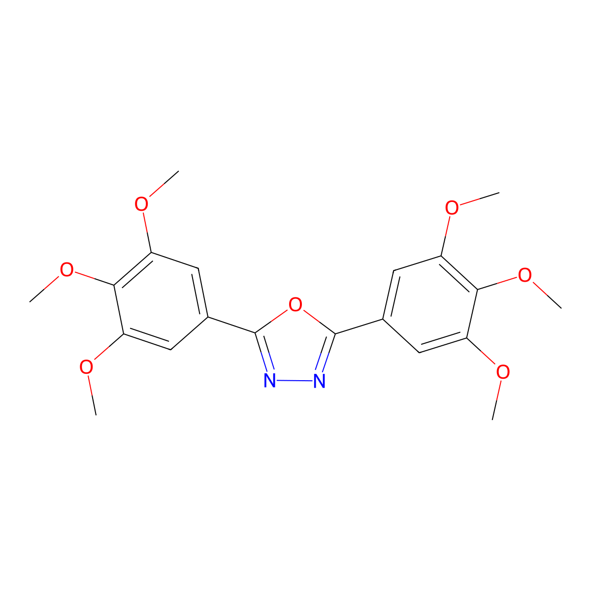 1,3,4-Oxadiazole, 2,5-bis(3,4,5-trimethoxyphenyl)- molecular structure, CAS 23288-95-1