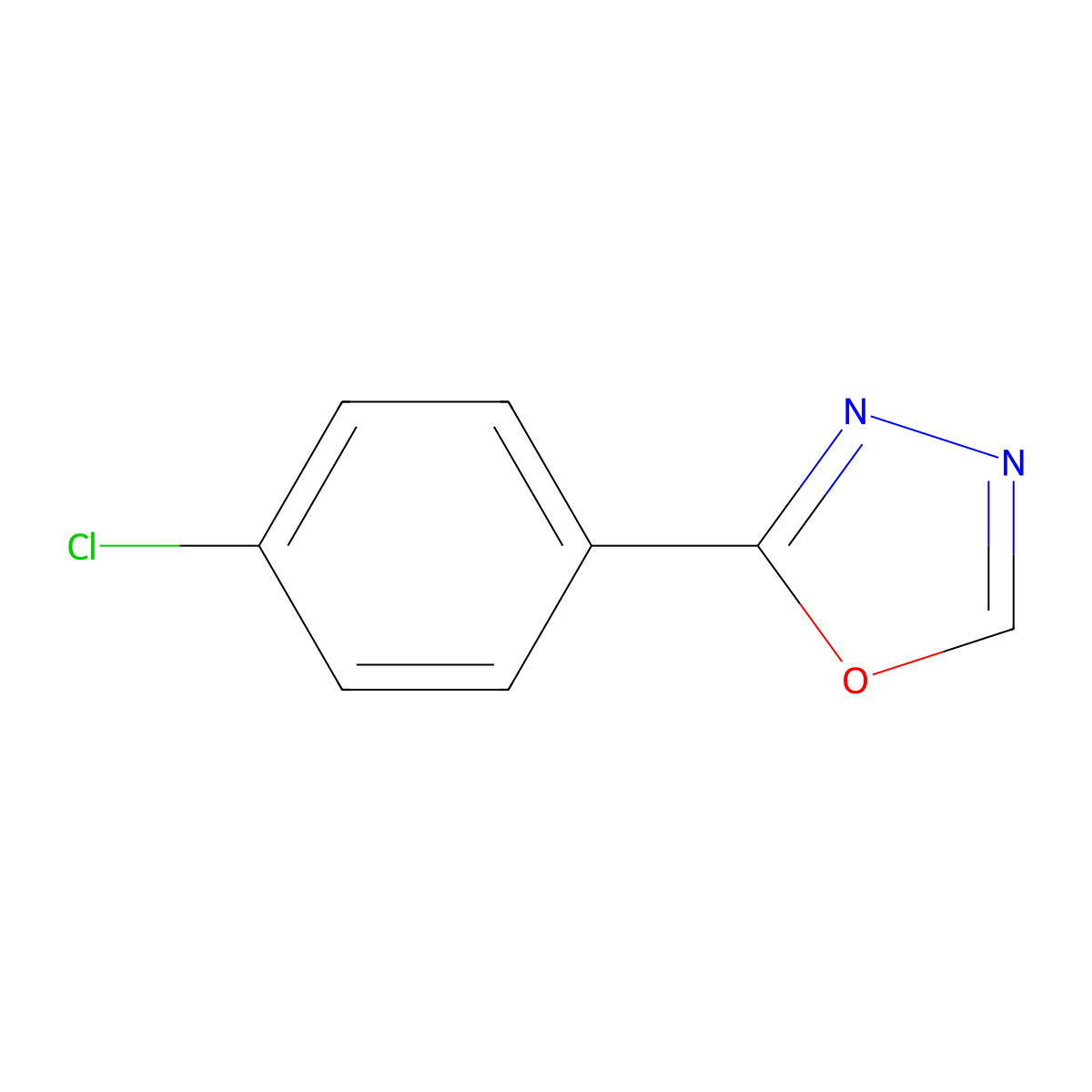 2-(4-Chlorophenyl)-1,3,4-oxadiazole molecular structure, CAS 23289-10-3