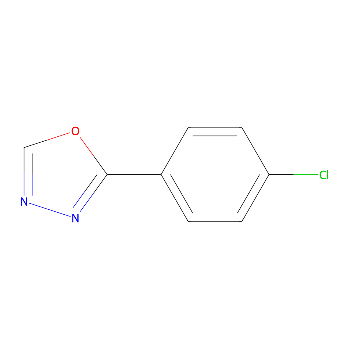 2-(4-Chlorophenyl)-1,3,4-oxadiazole molecular structure, CAS 23289-10-3