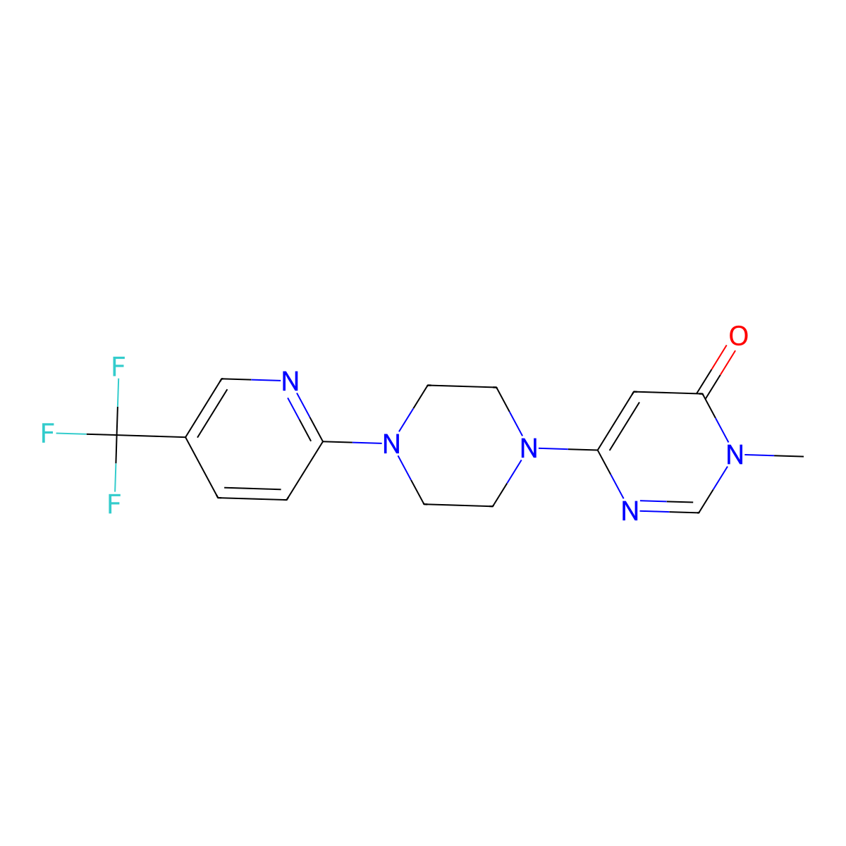 3-Methyl-6-{4-[5-(trifluoromethyl)pyridin-2-yl]piperazin-1-yl}-3,4-dihydropyrimidin-4-one molecular structure, CAS 2328945-26-0