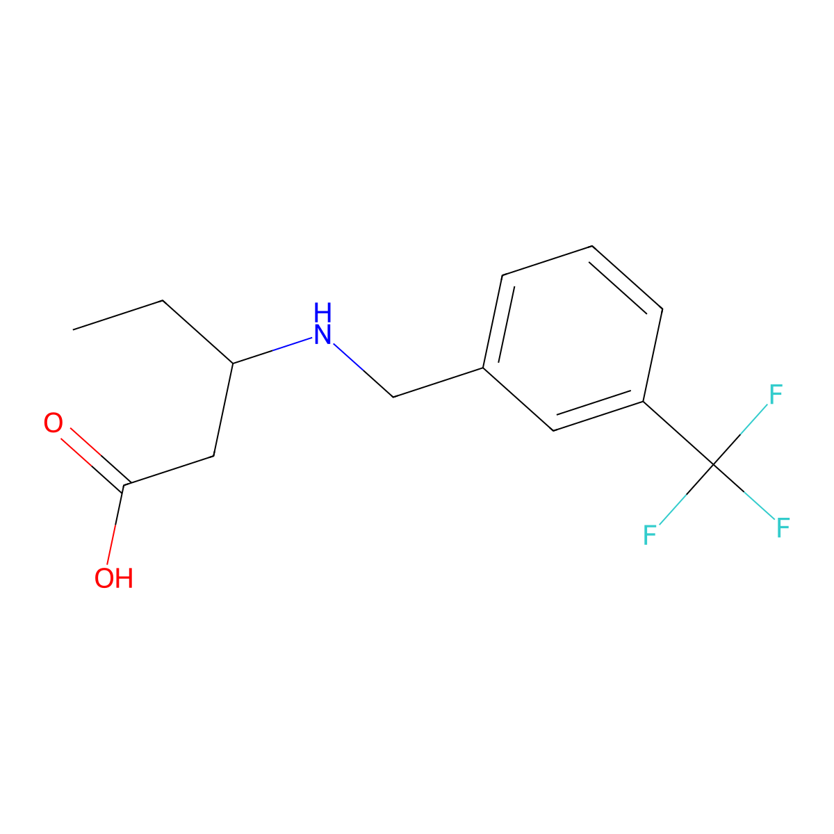 3-({[3-(Trifluoromethyl)phenyl]methyl}amino)pentanoic acid molecular structure, CAS 2329044-66-6