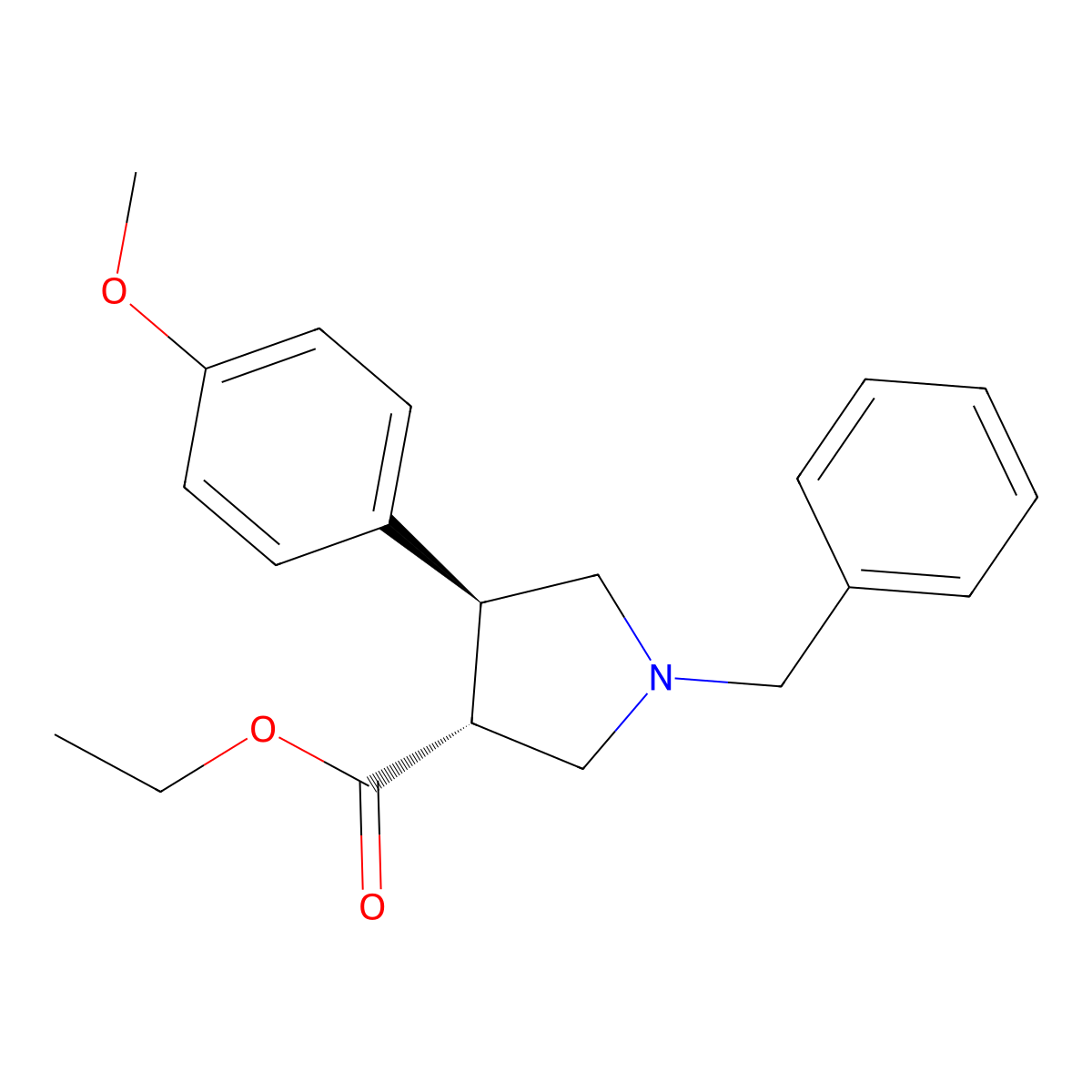 Ethyl trans-1-benzyl-4-(4-methoxyphenyl)pyrrolidine-3-carboxylate molecular structure, CAS 2329045-02-3