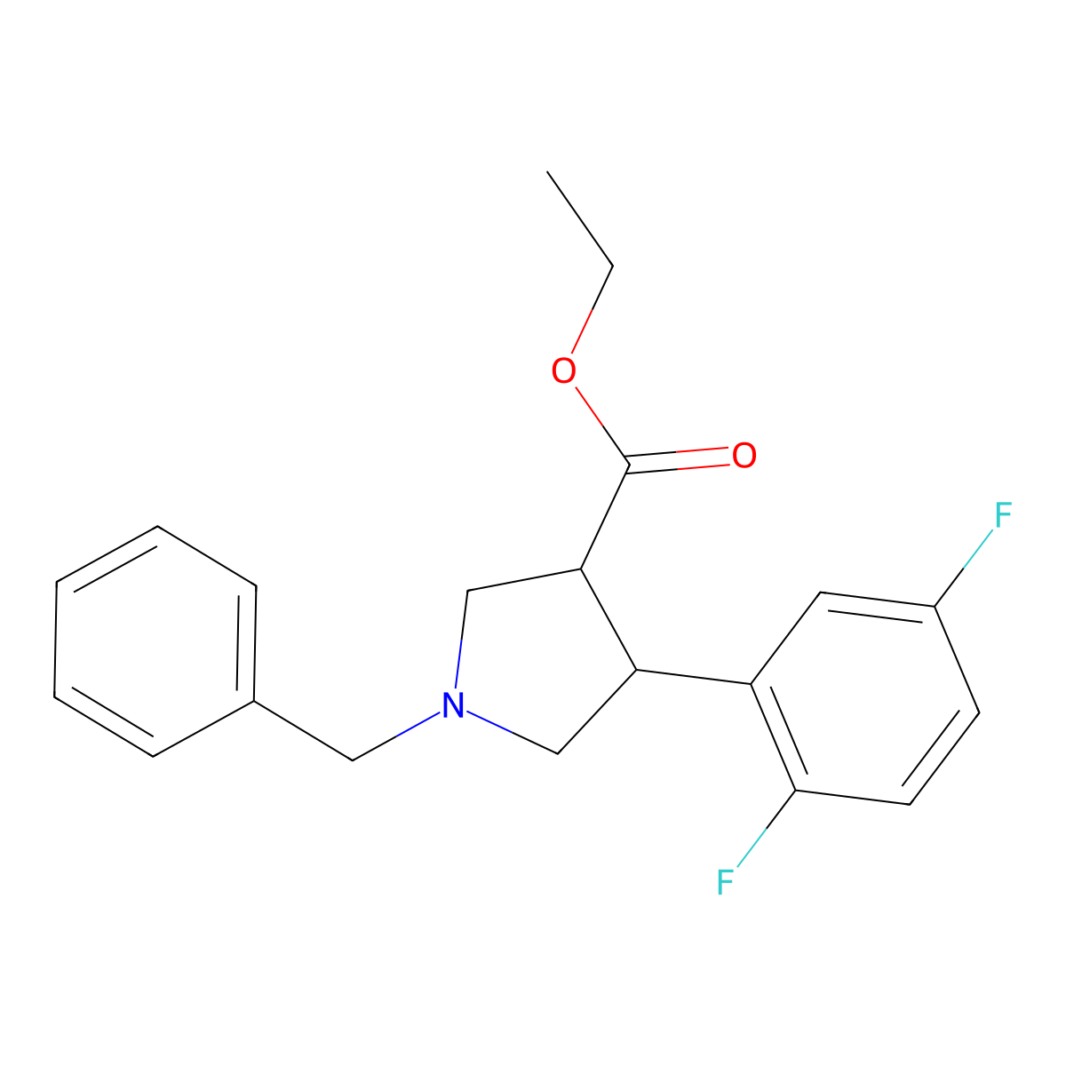 Trans-ethyl-1-benzyl-4-(2,5-difluorophenyl)pyrrolidine-3-carboxylate molecular structure, CAS 2329045-05-6