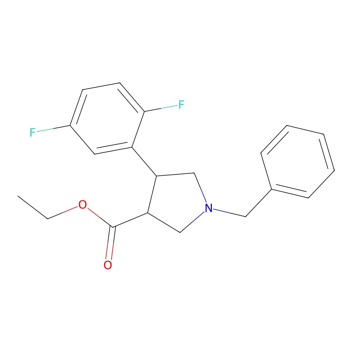 Trans-ethyl-1-benzyl-4-(2,5-difluorophenyl)pyrrolidine-3-carboxylate molecular structure, CAS 2329045-05-6