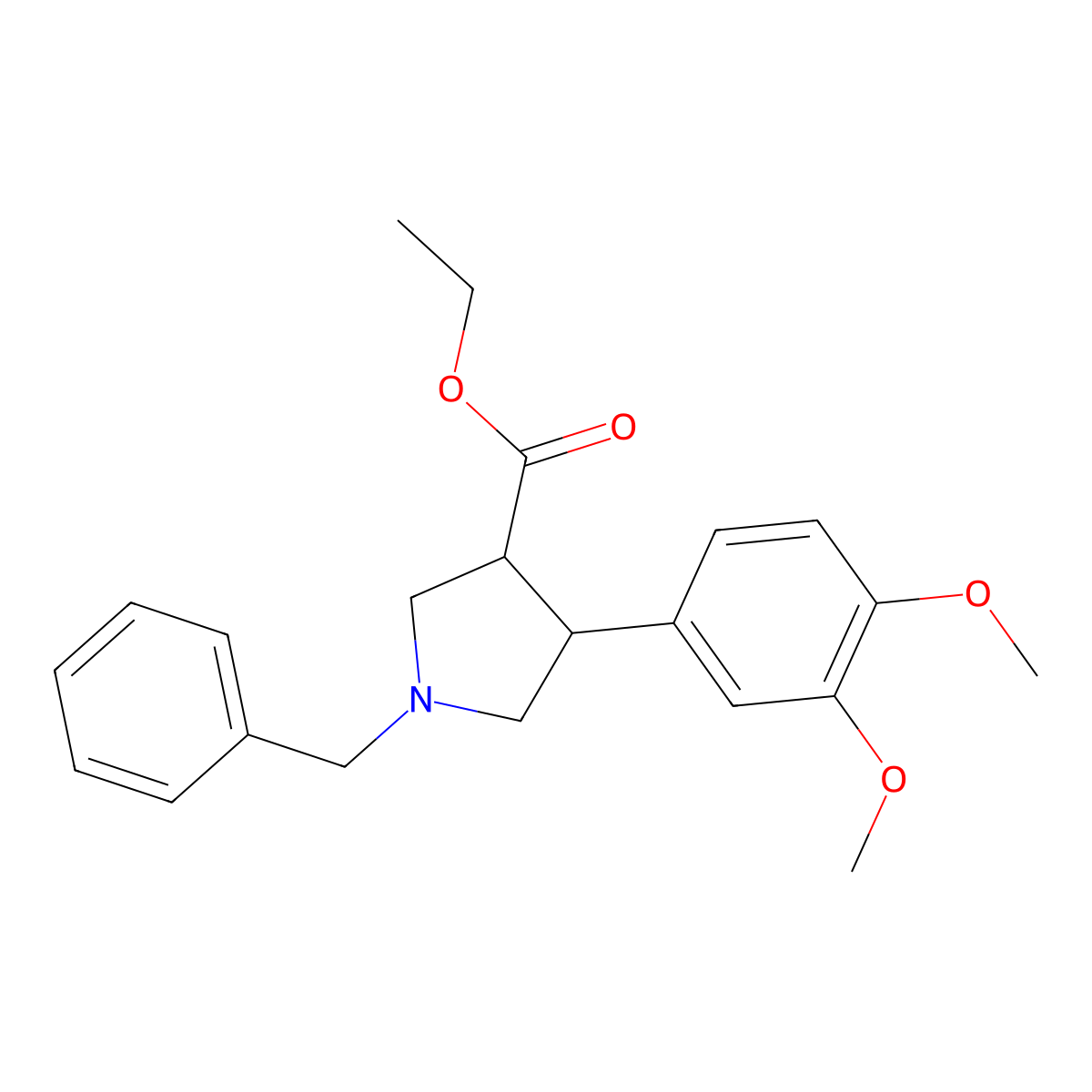 Ethyl trans-1-benzyl-4-(3,4-dimethoxyphenyl)pyrrolidine-3-carboxylate molecular structure, CAS 2329045-07-8