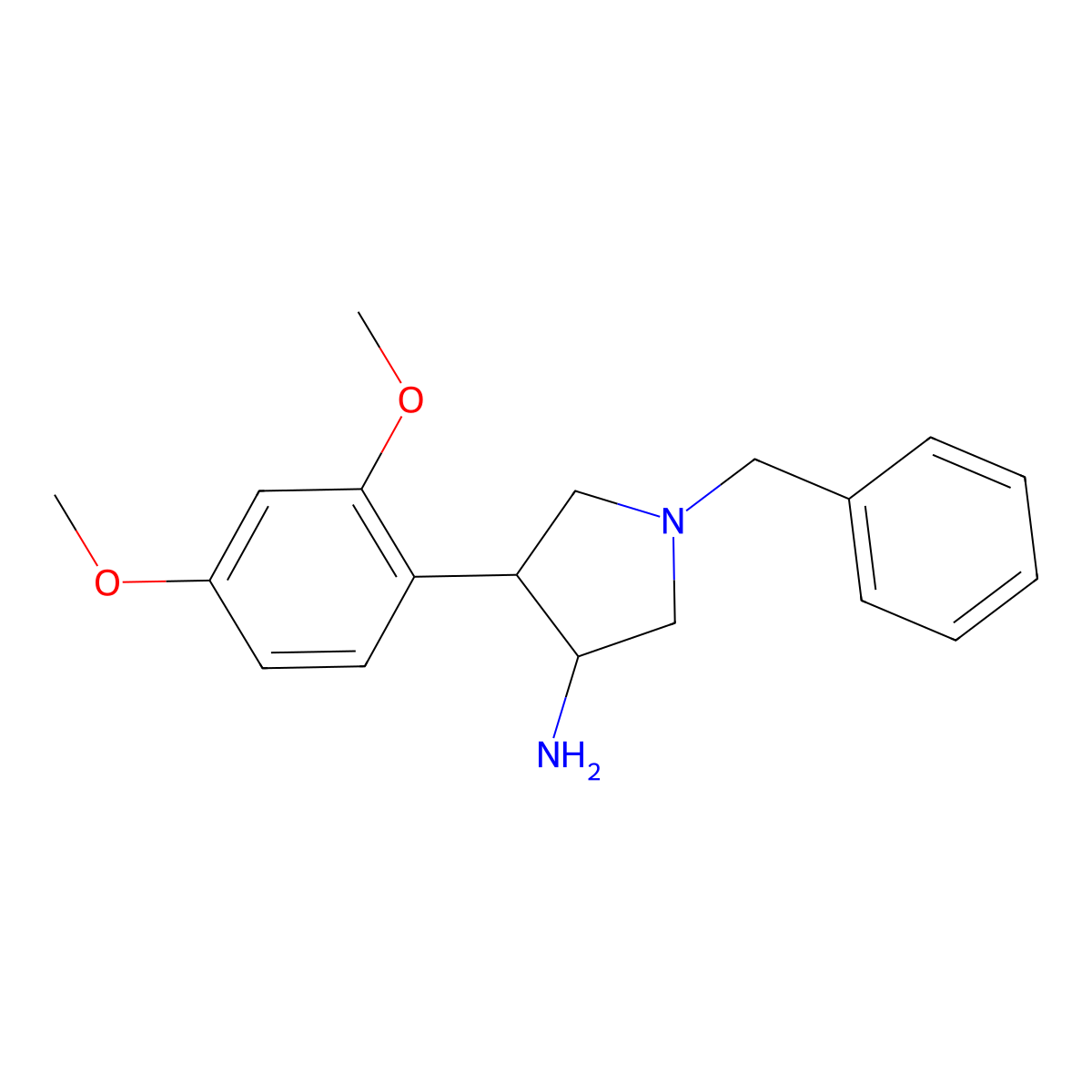 1-Benzyl-4-(2,4-dimethoxyphenyl)pyrrolidin-3-amine molecular structure, CAS 2329045-65-8