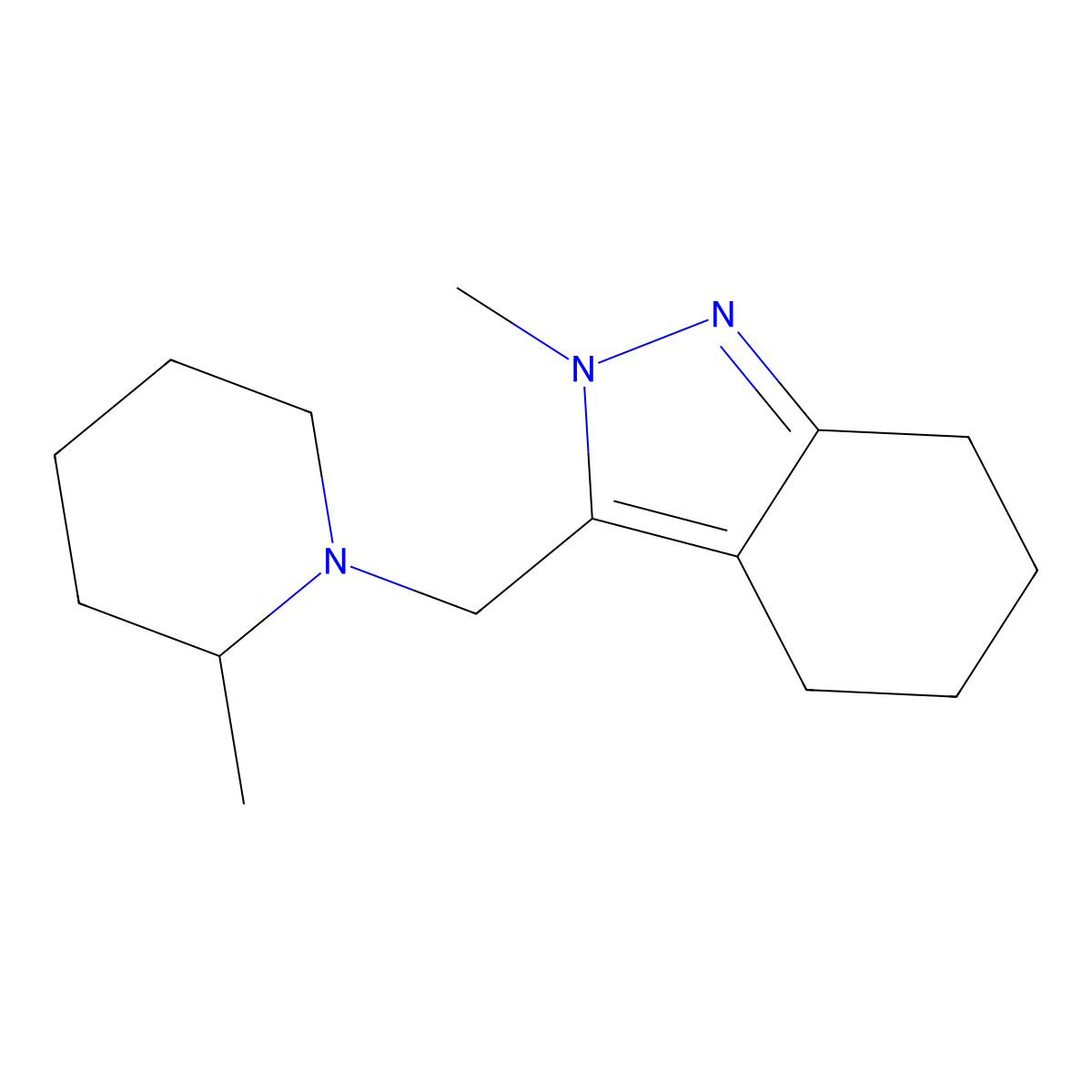 2-methyl-3-[(2-methylpiperidin-1-yl)methyl]-4,5,6,7-tetrahydro-2H-indazole molecular structure, CAS 2329070-74-6