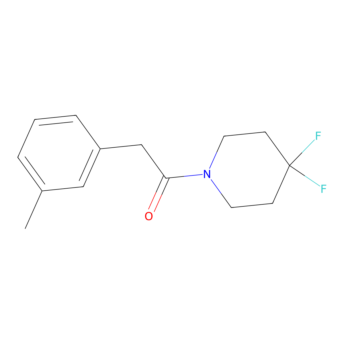 1-(4,4-Difluoropiperidin-1-yl)-2-(3-methylphenyl)ethan-1-one molecular structure, CAS 2329071-82-9