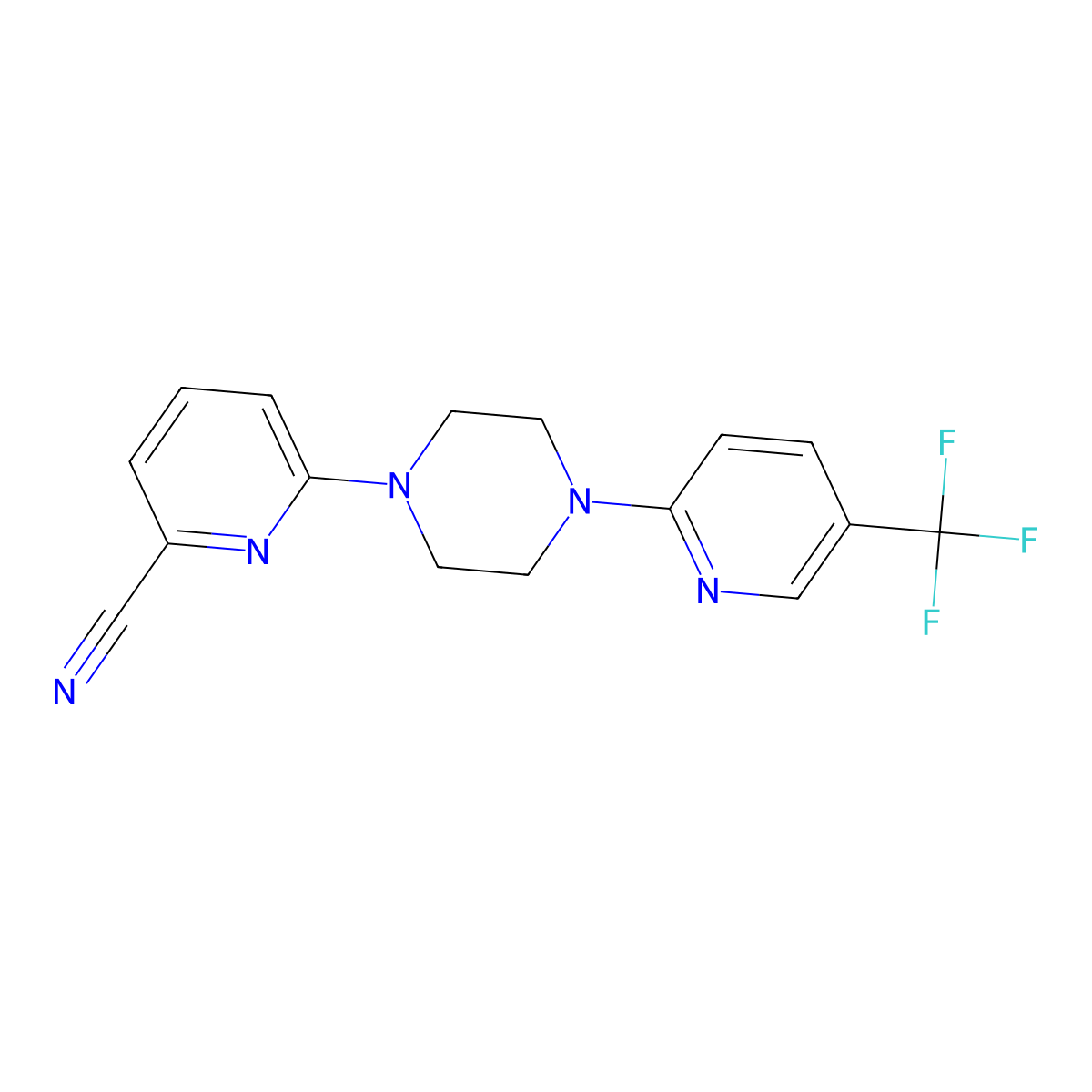 6-{4-[5-(Trifluoromethyl)pyridin-2-yl]piperazin-1-yl}pyridine-2-carbonitrile molecular structure, CAS 2329076-67-5