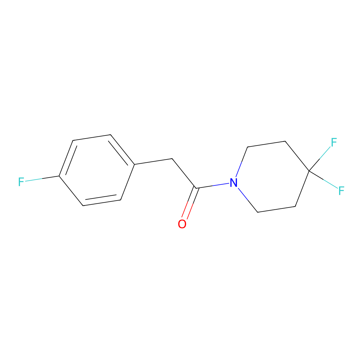 1-(4,4-Difluoropiperidin-1-yl)-2-(4-fluorophenyl)ethan-1-one molecular structure, CAS 2329077-00-9