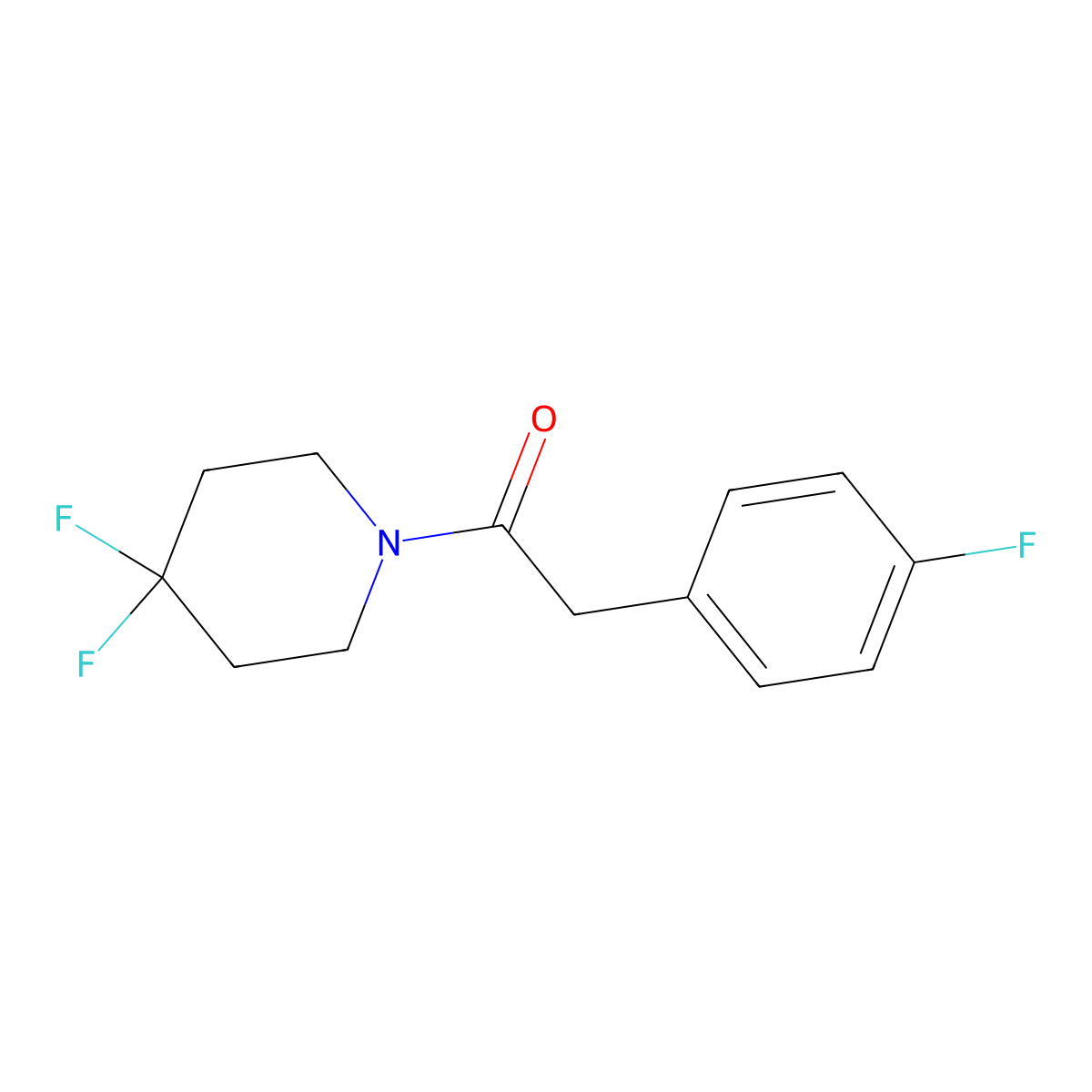 1-(4,4-Difluoropiperidin-1-yl)-2-(4-fluorophenyl)ethan-1-one molecular structure, CAS 2329077-00-9