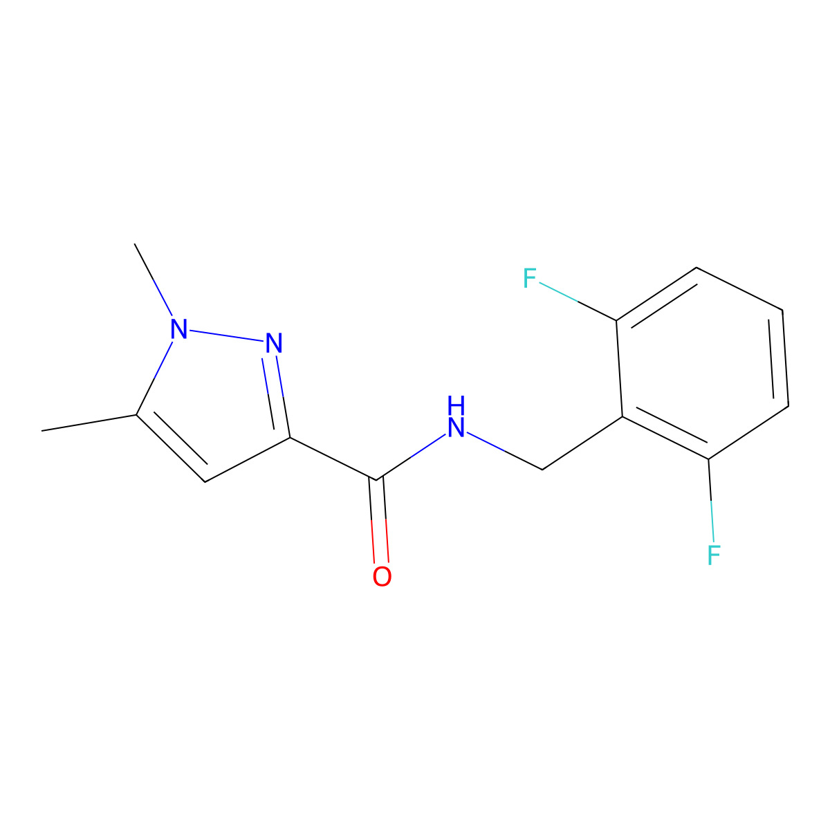N-[(2,6-difluorophenyl)methyl]-1,5-dimethylpyrazole-3-carboxamide molecular structure, CAS 2329087-06-9