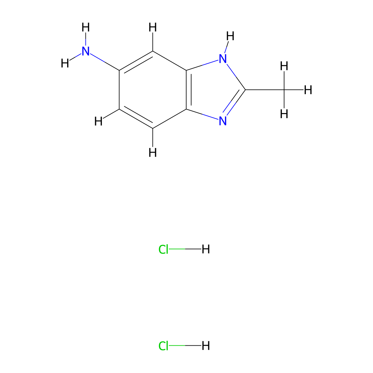 2-methyl-1H-1,3-benzodiazol-5-amine dihydrochloride molecular structure, CAS 23291-87-4