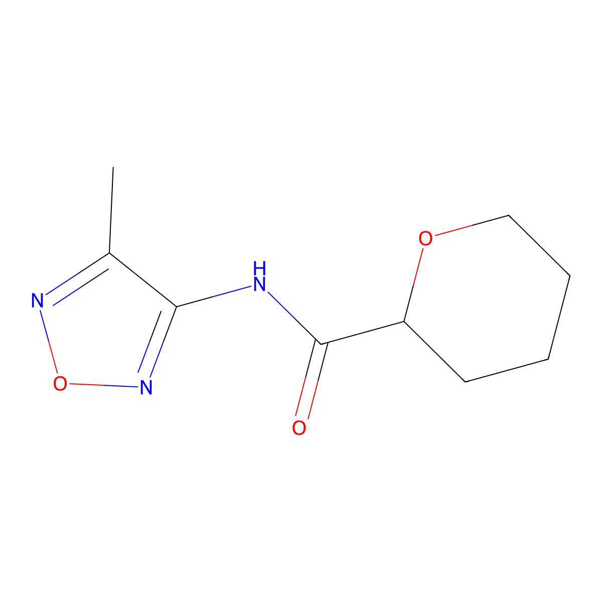 N-(4-methyl-1,2,5-oxadiazol-3-yl)oxane-2-carboxamide molecular structure, CAS 2329101-71-3