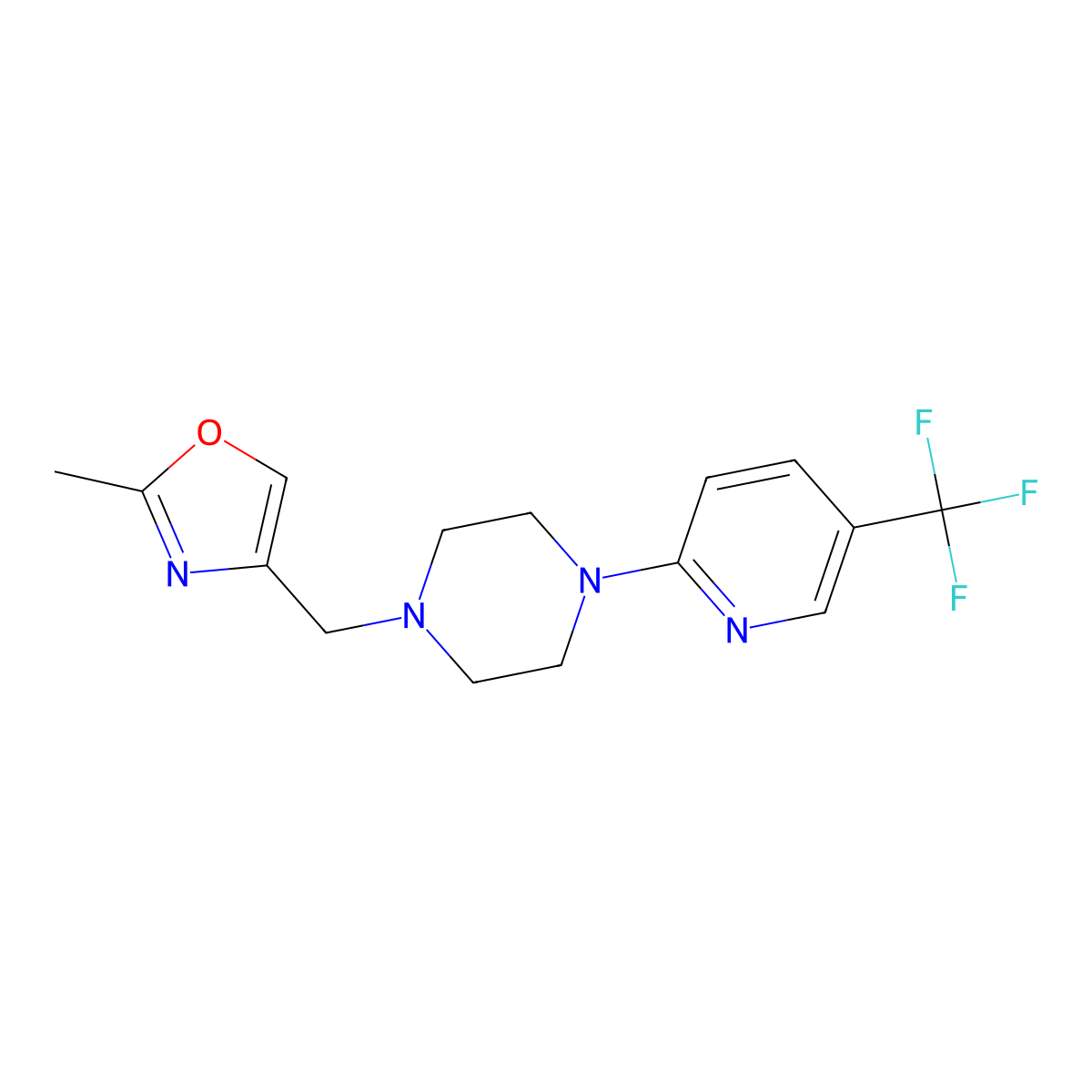 1-[(2-Methyl-1,3-oxazol-4-yl)methyl]-4-[5-(trifluoromethyl)pyridin-2-yl]piperazine molecular structure, CAS 2329103-62-8