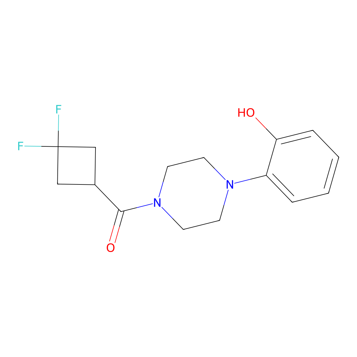 2-[4-(3,3-Difluorocyclobutanecarbonyl)piperazin-1-yl]phenol molecular structure, CAS 2329112-90-3