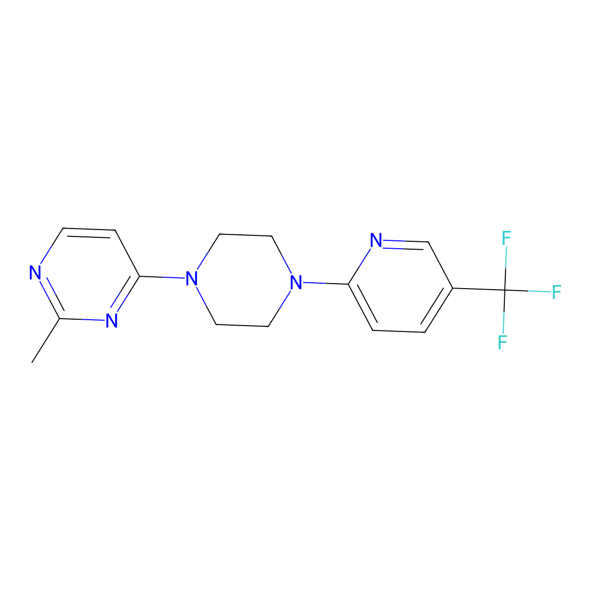 2-Methyl-4-{4-[5-(trifluoromethyl)pyridin-2-yl]piperazin-1-yl}pyrimidine molecular structure, CAS 2329116-84-7