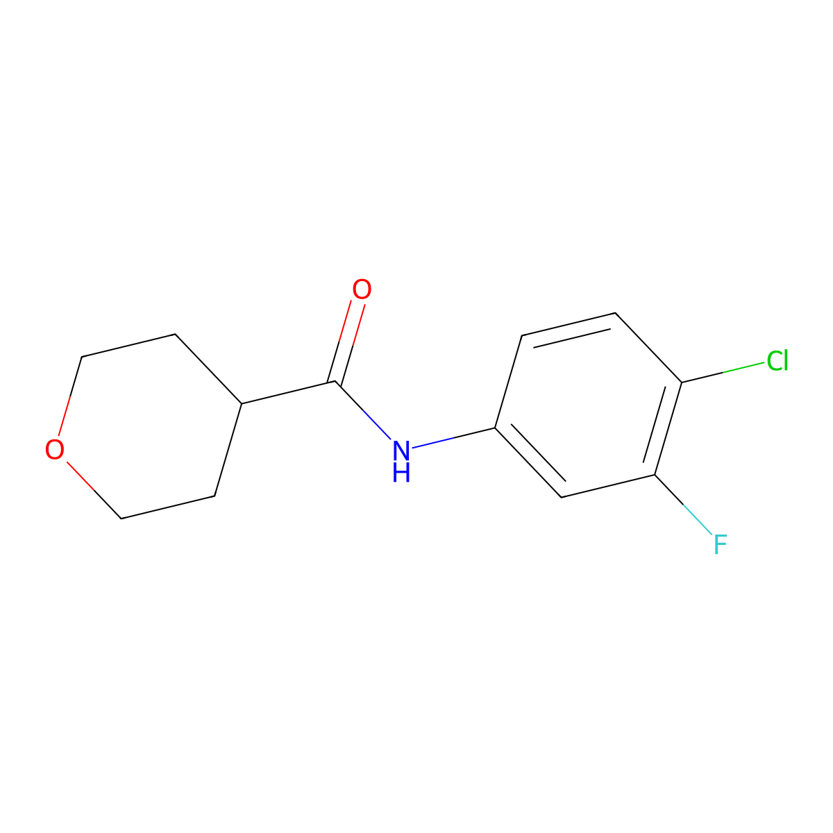 N-(4-chloro-3-fluorophenyl)oxane-4-carboxamide molecular structure, CAS 2329117-13-5