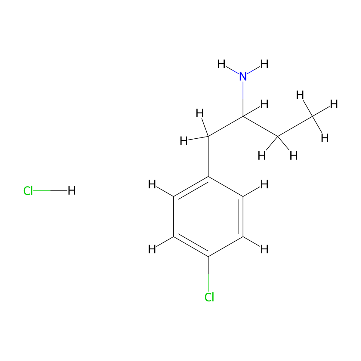 1-(4-Chlorophenyl)butan-2-amine hydrochloride molecular structure, CAS 23292-08-2
