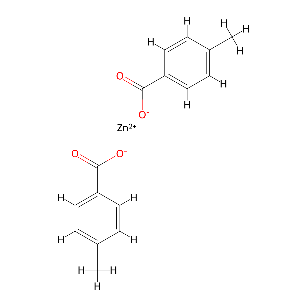 Benzoic acid, 4-methyl-, zinc salt molecular structure, CAS 23292-93-5