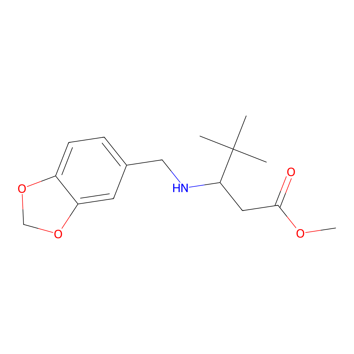 methyl 3-{[(2H-1,3-benzodioxol-5-yl)methyl]amino}-4,4-dimethylpentanoate molecular structure, CAS 2329209-15-4