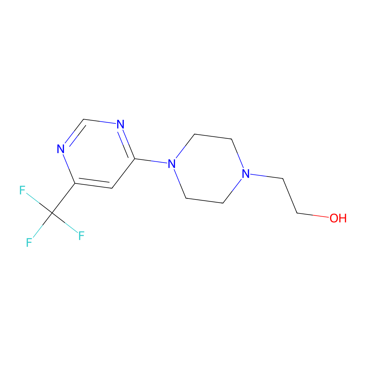 2-{4-[6-(Trifluoromethyl)pyrimidin-4-yl]piperazin-1-yl}ethan-1-ol molecular structure, CAS 2329210-70-8