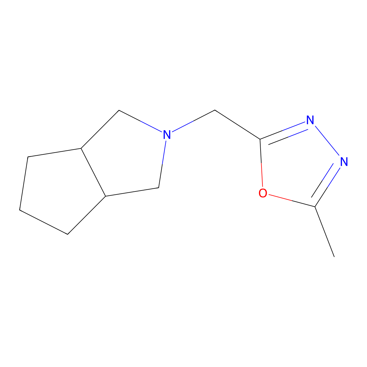 2-Methyl-5-({octahydrocyclopenta[c]pyrrol-2-yl}methyl)-1,3,4-oxadiazole molecular structure, CAS 2329211-39-2