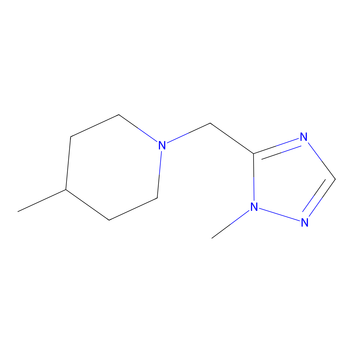4-methyl-1-[(1-methyl-1H-1,2,4-triazol-5-yl)methyl]piperidine molecular structure, CAS 2329215-74-7