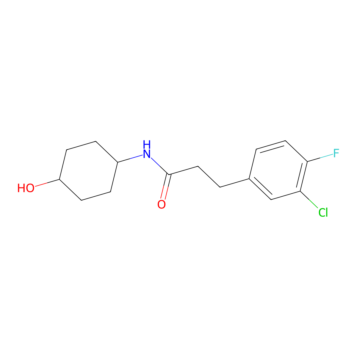 3-(3-chloro-4-fluorophenyl)-N-(4-hydroxycyclohexyl)propanamide molecular structure, CAS 2329218-40-6