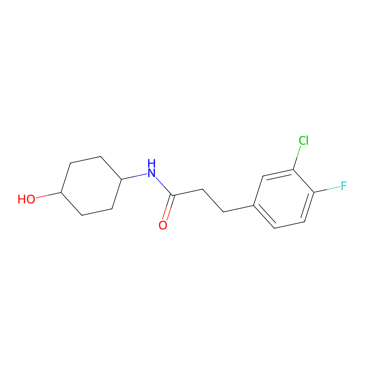 3-(3-chloro-4-fluorophenyl)-N-(4-hydroxycyclohexyl)propanamide molecular structure, CAS 2329218-40-6