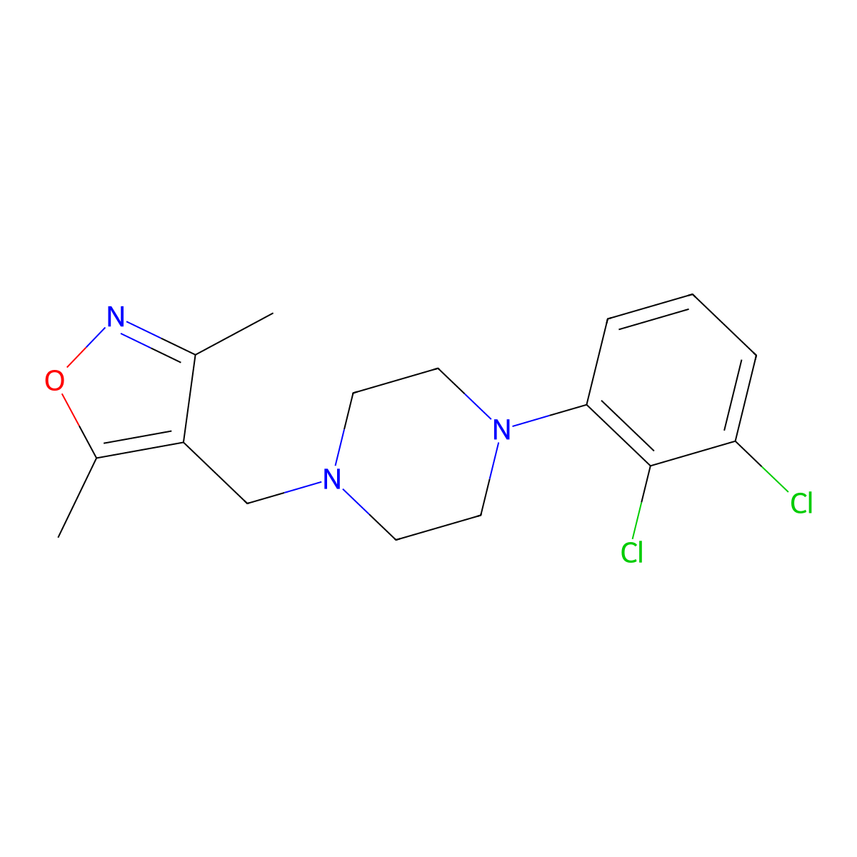 1-(2,3-Dichlorophenyl)-4-[(3,5-dimethyl-1,2-oxazol-4-yl)methyl]piperazine molecular structure, CAS 2329222-05-9