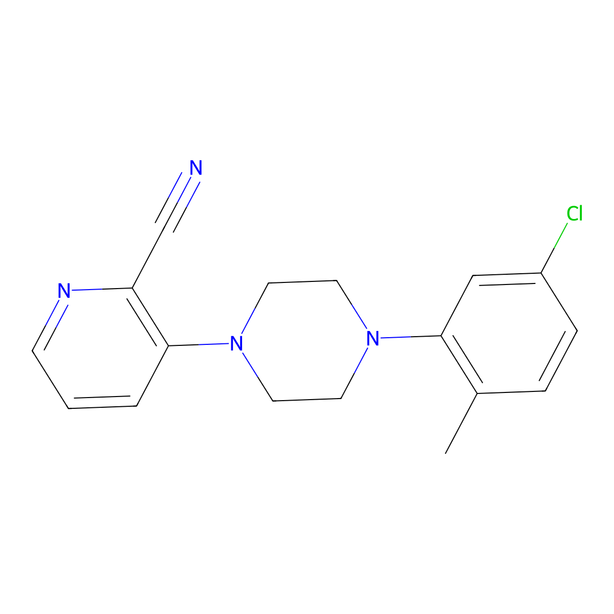3-[4-(5-Chloro-2-methylphenyl)piperazin-1-yl]pyridine-2-carbonitrile molecular structure, CAS 2329225-06-9