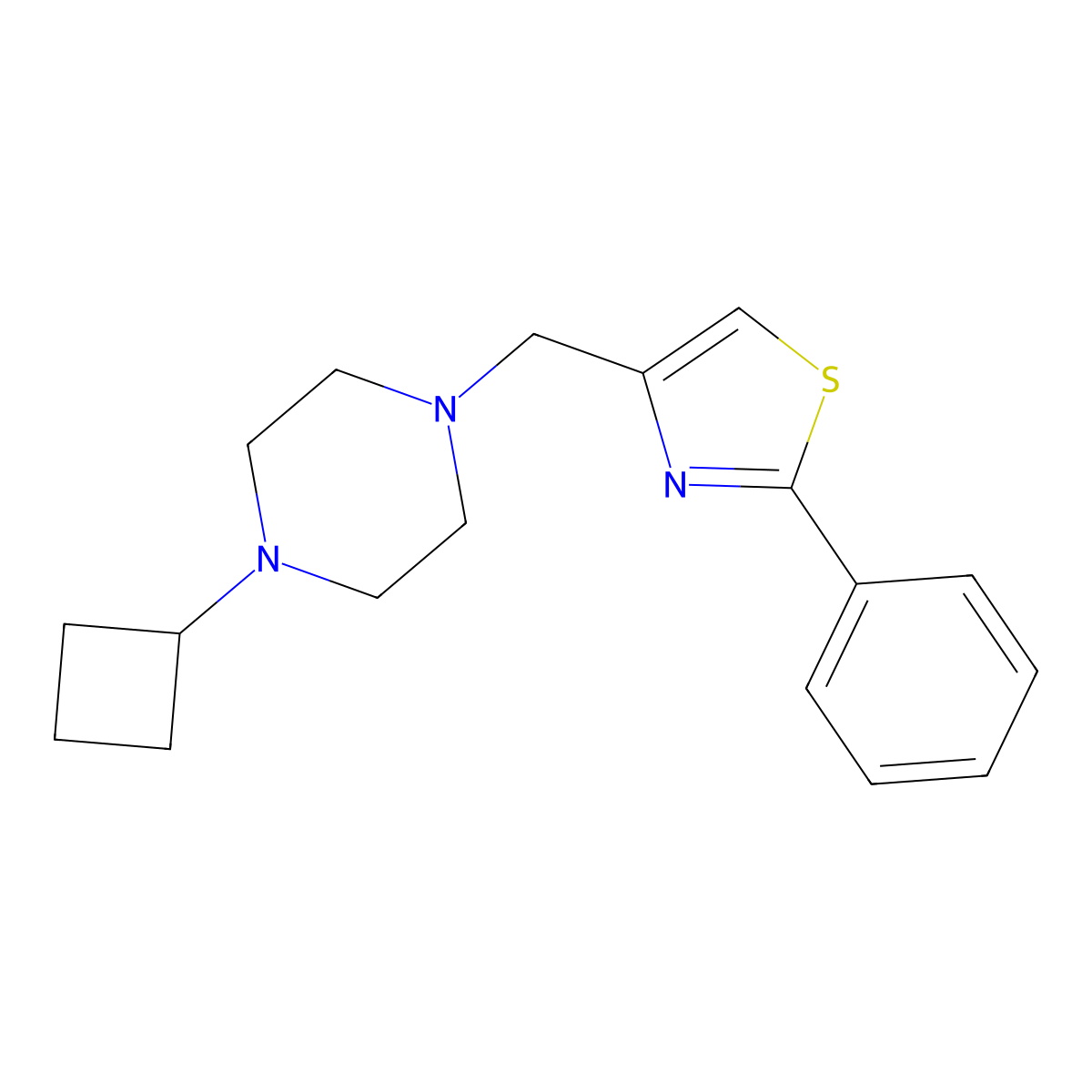 1-Cyclobutyl-4-[(2-phenyl-1,3-thiazol-4-yl)methyl]piperazine molecular structure, CAS 2329231-38-9