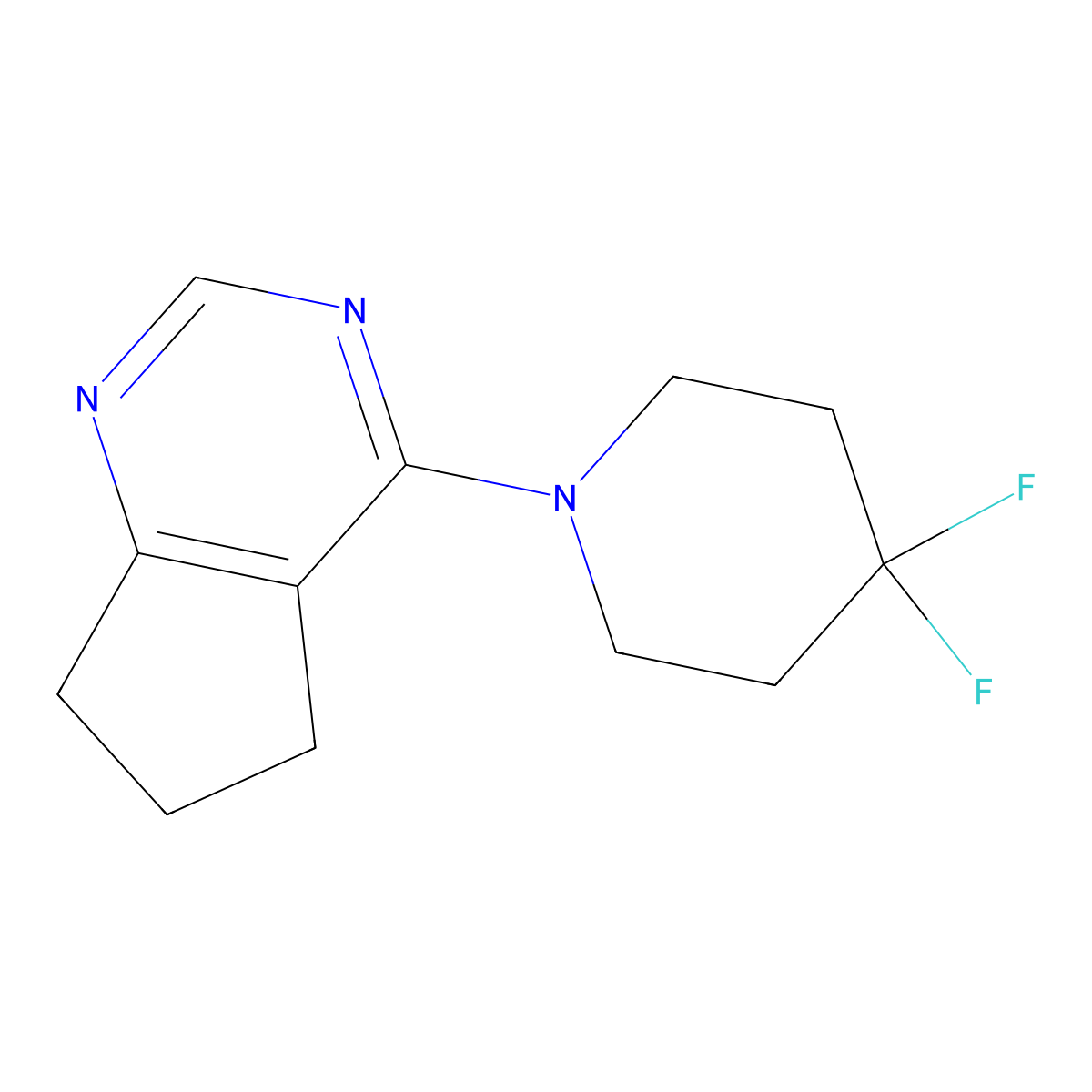 1-{5H,6H,7H-cyclopenta[d]pyrimidin-4-yl}-4,4-difluoropiperidine molecular structure, CAS 2329234-86-6