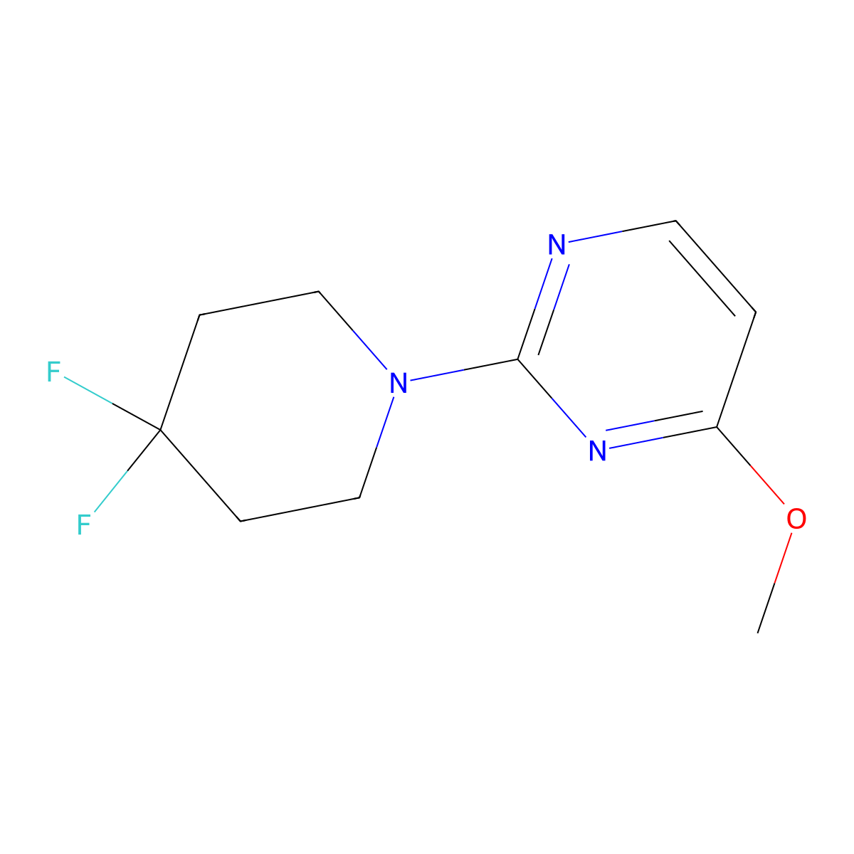 2-(4,4-Difluoropiperidin-1-yl)-4-methoxypyrimidine molecular structure, CAS 2329235-31-4