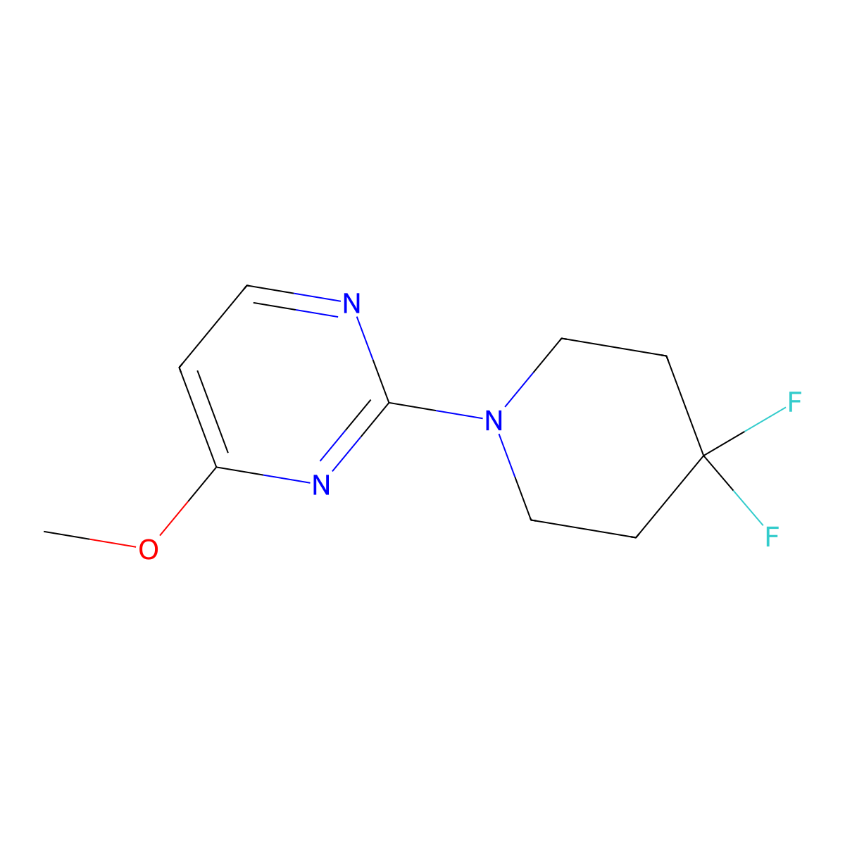 2-(4,4-Difluoropiperidin-1-yl)-4-methoxypyrimidine molecular structure, CAS 2329235-31-4