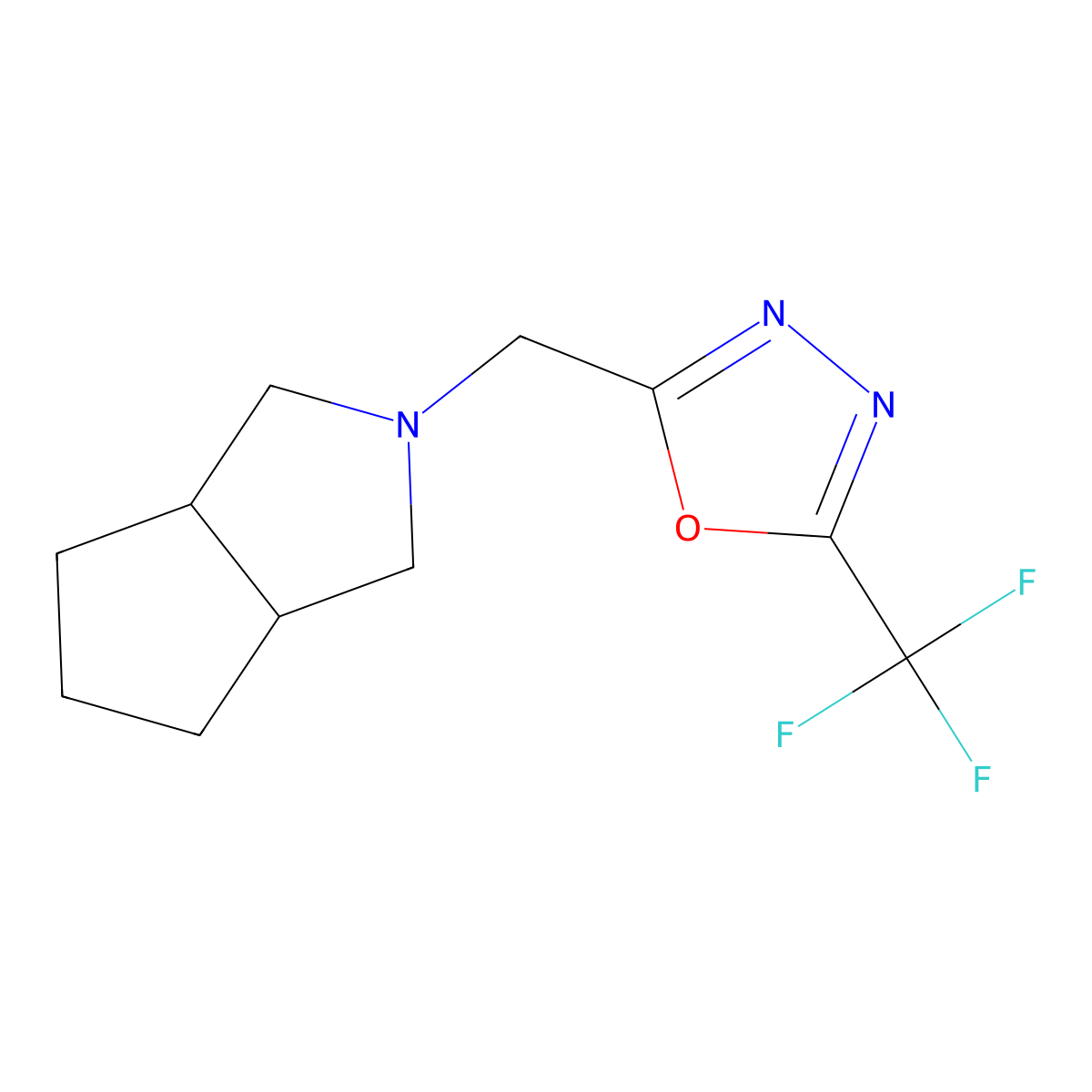 2-({Octahydrocyclopenta[c]pyrrol-2-yl}methyl)-5-(trifluoromethyl)-1,3,4-oxadiazole molecular structure, CAS 2329235-69-8