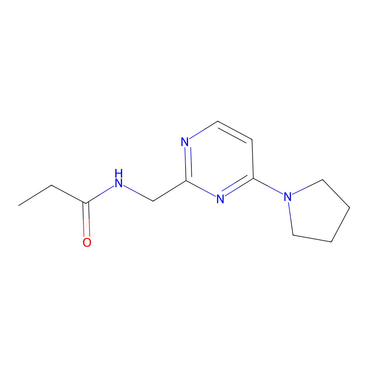 N-{[4-(pyrrolidin-1-yl)pyrimidin-2-yl]methyl}propanamide molecular structure, CAS 2329237-19-4