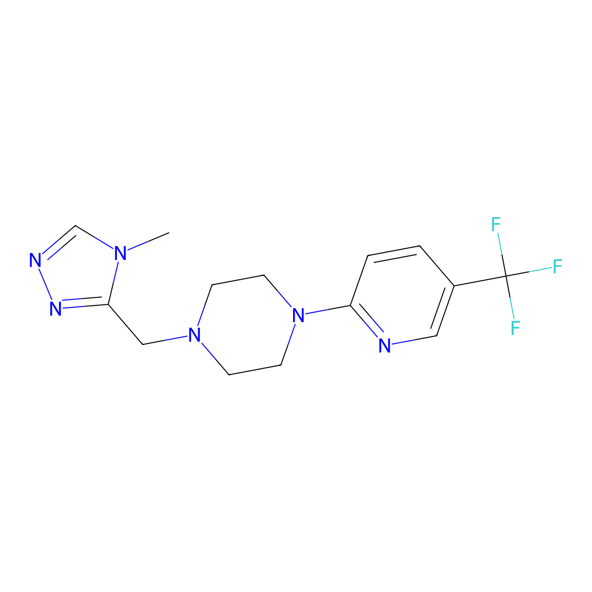 1-[(4-methyl-4H-1,2,4-triazol-3-yl)methyl]-4-[5-(trifluoromethyl)pyridin-2-yl]piperazine molecular structure, CAS 2329240-17-5