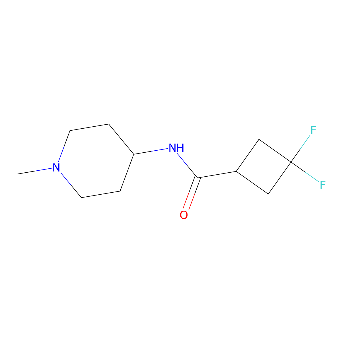 3,3-difluoro-N-(1-methylpiperidin-4-yl)cyclobutane-1-carboxamide molecular structure, CAS 2329240-83-5