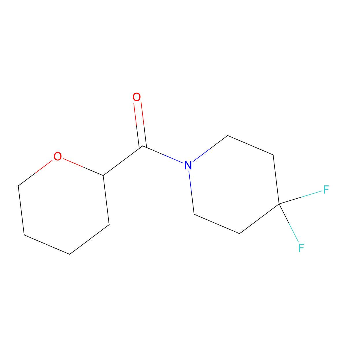 (4,4-Difluoropiperidin-1-yl)-(oxan-2-yl)methanone molecular structure, CAS 2329240-85-7