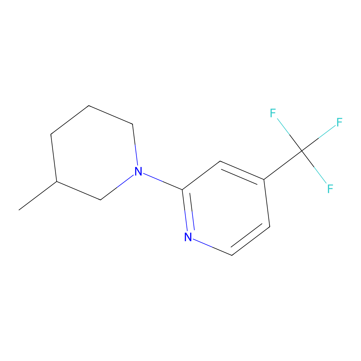 2-(3-Methylpiperidin-1-yl)-4-(trifluoromethyl)pyridine molecular structure, CAS 2329241-38-3